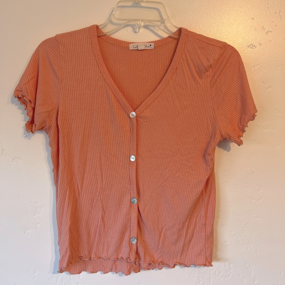 Light Pink Lettuce Trim T Shirt